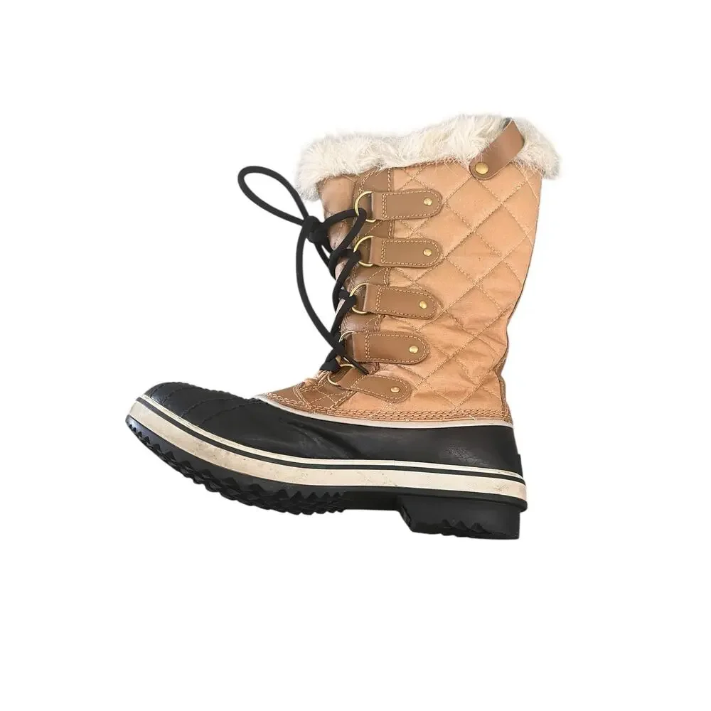 Sorel Womens Fawn Brown Waterproof Insulated Faux Fur Lined Boots Size 8